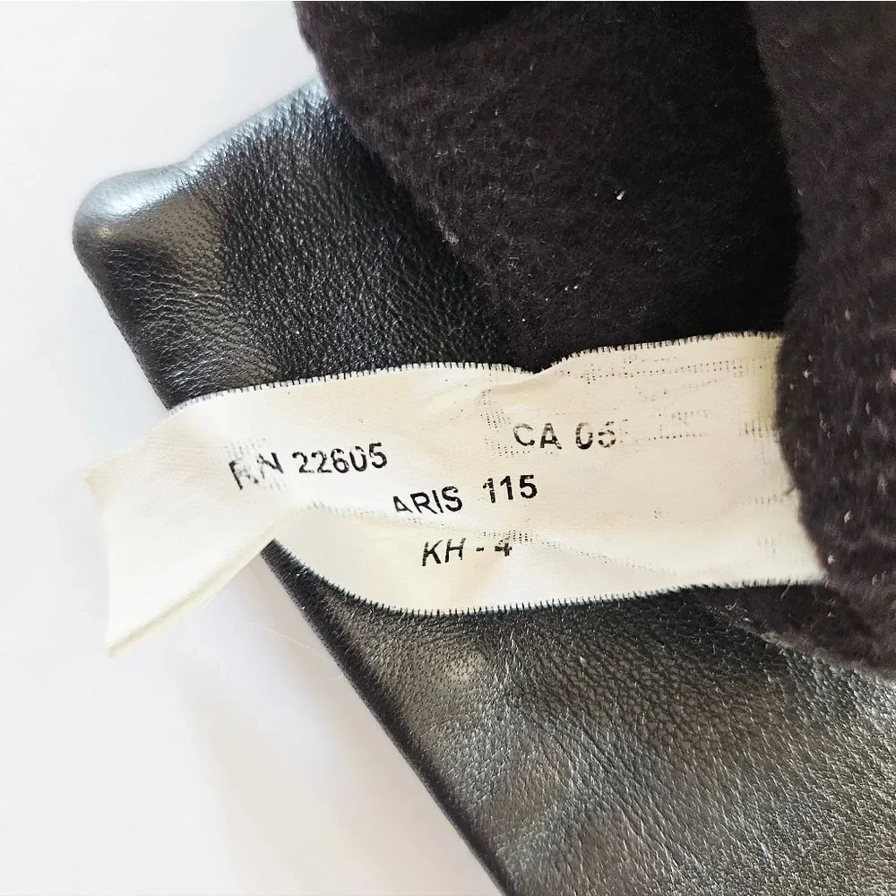 Vintage Isotoner Aris Soft Black Leather Red Detail Stitch Driving Gloves Size 8